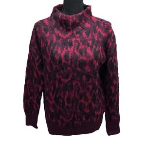 Immagini Mohair Wool Mohair Leopard Animal Print Knit Sweater Red Size S